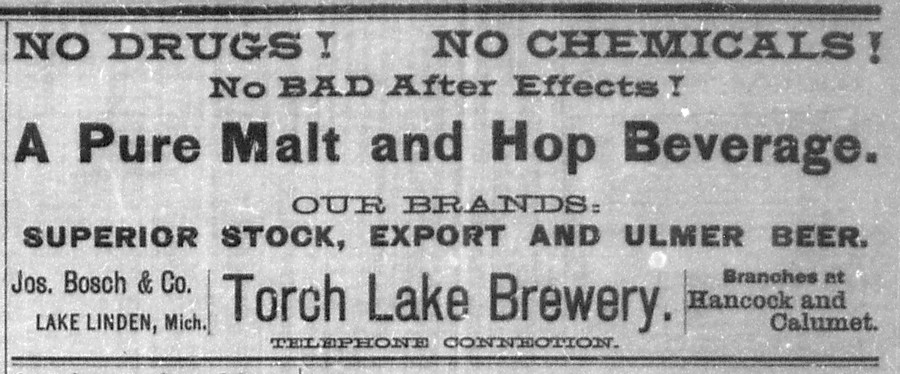 Newspaper ad - Torch Lake Times, 02 Aug 1892